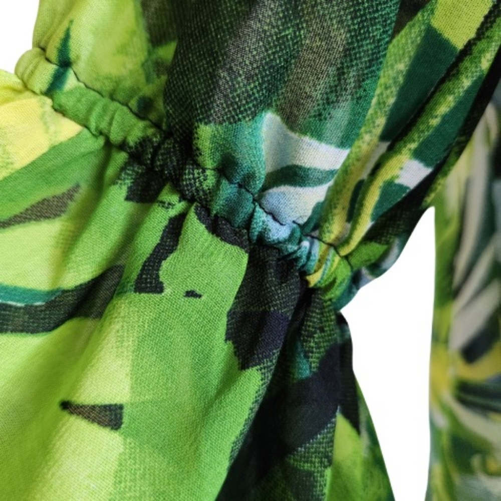 Live 4 Truth Boho Tropical Print Asymmetrical Ruffled Sleeve Top - Picture 4 of 15